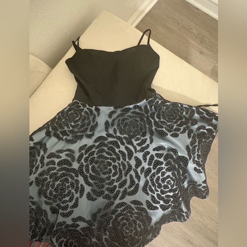 City Studio Black and Silver Asymmetrical Dress